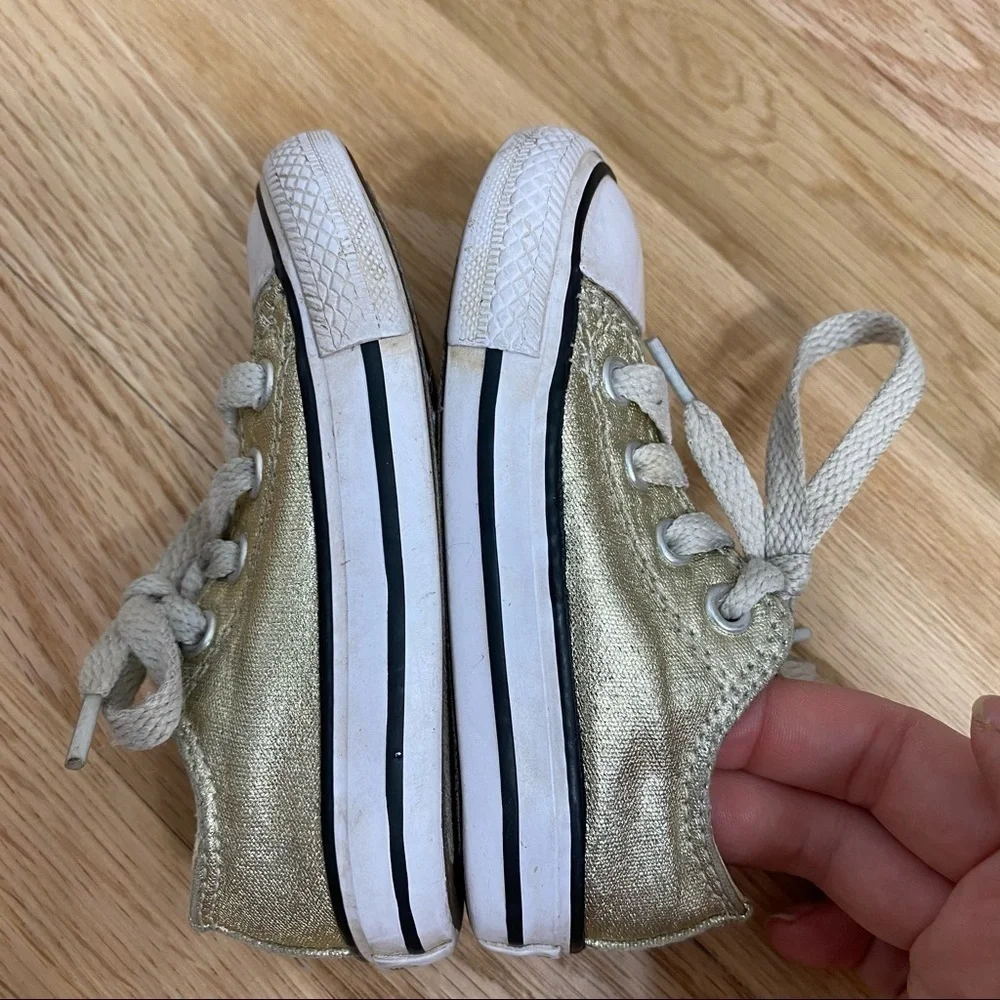 Converse Gold Baby Sneakers Sz 5 Lace Up Kids